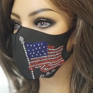 Flag Designed Rhinestone face Masks